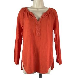 Ann Taylor LOFT Beaded Long Sleeve Gauze Tunic XS